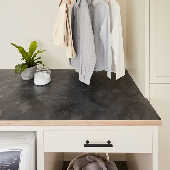 marbled gray laundry room countertop