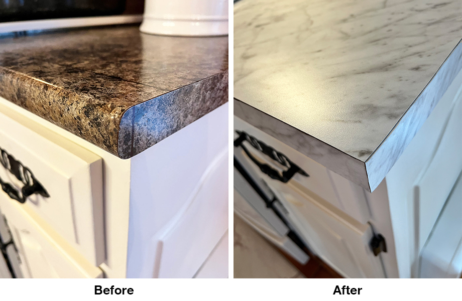 Before and after images of Laminate Counter