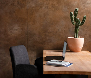 M9423 Brass Patina office wall with cactus