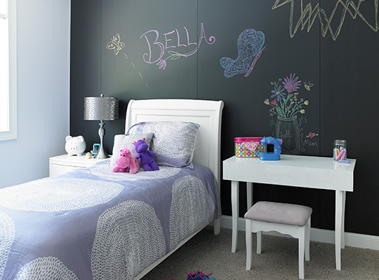 Bed and desk in childs room 3037 Black ChalkAble Writable Surfaces