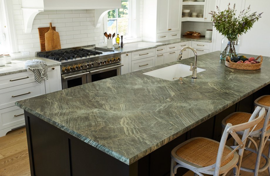 Jatoba Green island and Patine Stone kitchen countertop