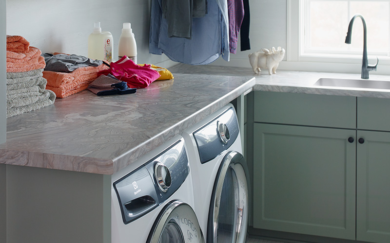 Laundry room with folded towels 7404 Neapolitan Stone 180fx