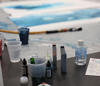 The supplies to create the Watercolor series