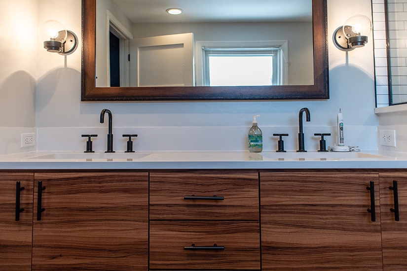 Oiled Olivewood MKE Residential Bathroom