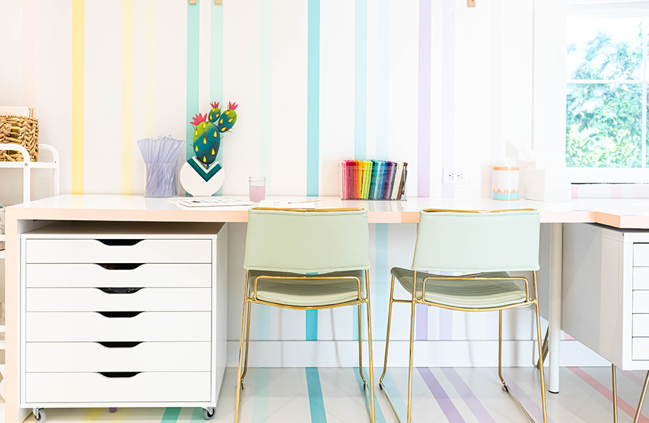 Colorful Craft room desk 