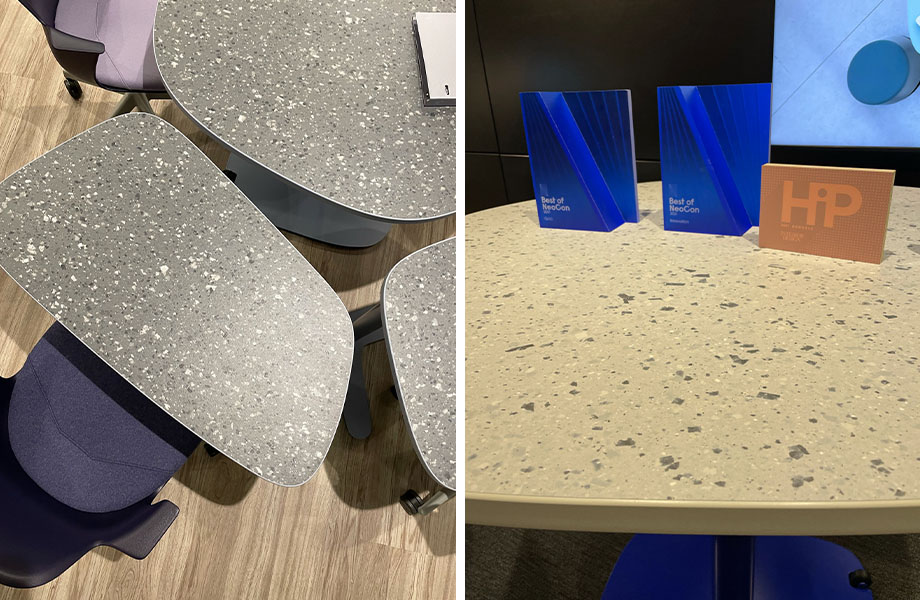 Steelcase is leaning into the terrazzo trend with both Tinted and Tonal Paper Terrazzo laminates by Formica Group.