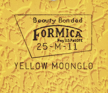 Yellow Moonglo Sample Formica Chip