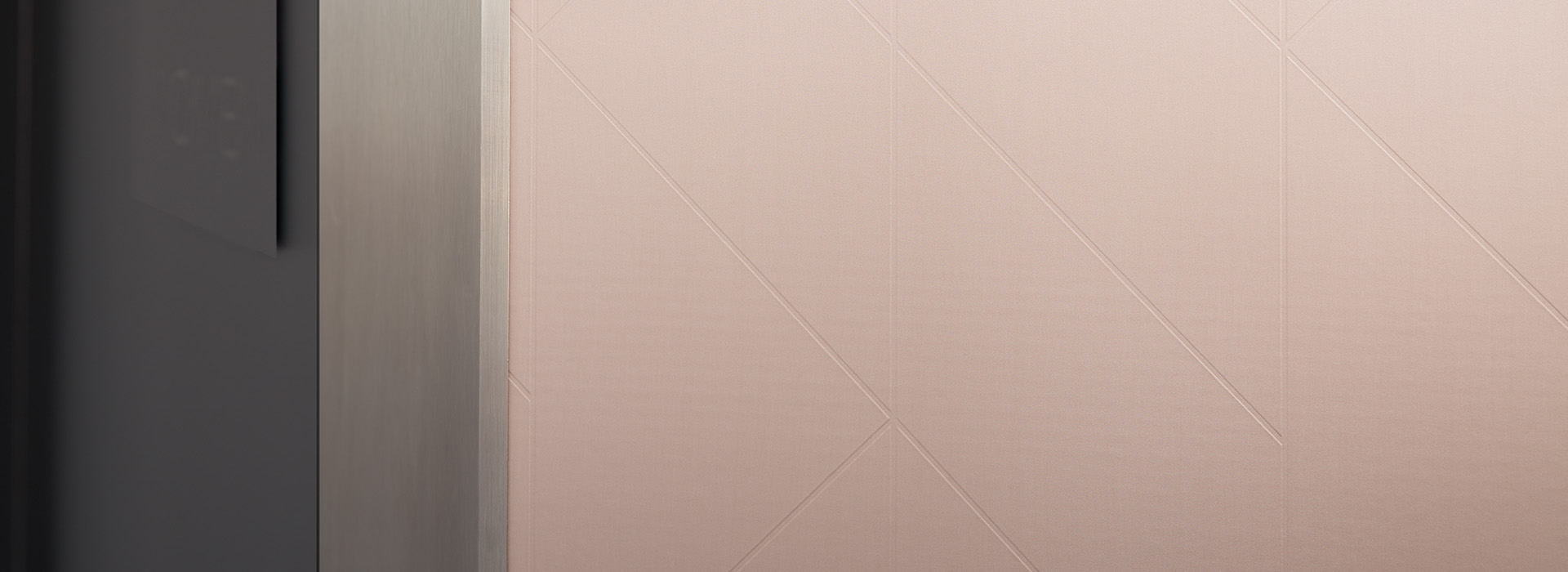 Womens restroom M8550 Matte Rose Gold Labyrinth DecoMetal