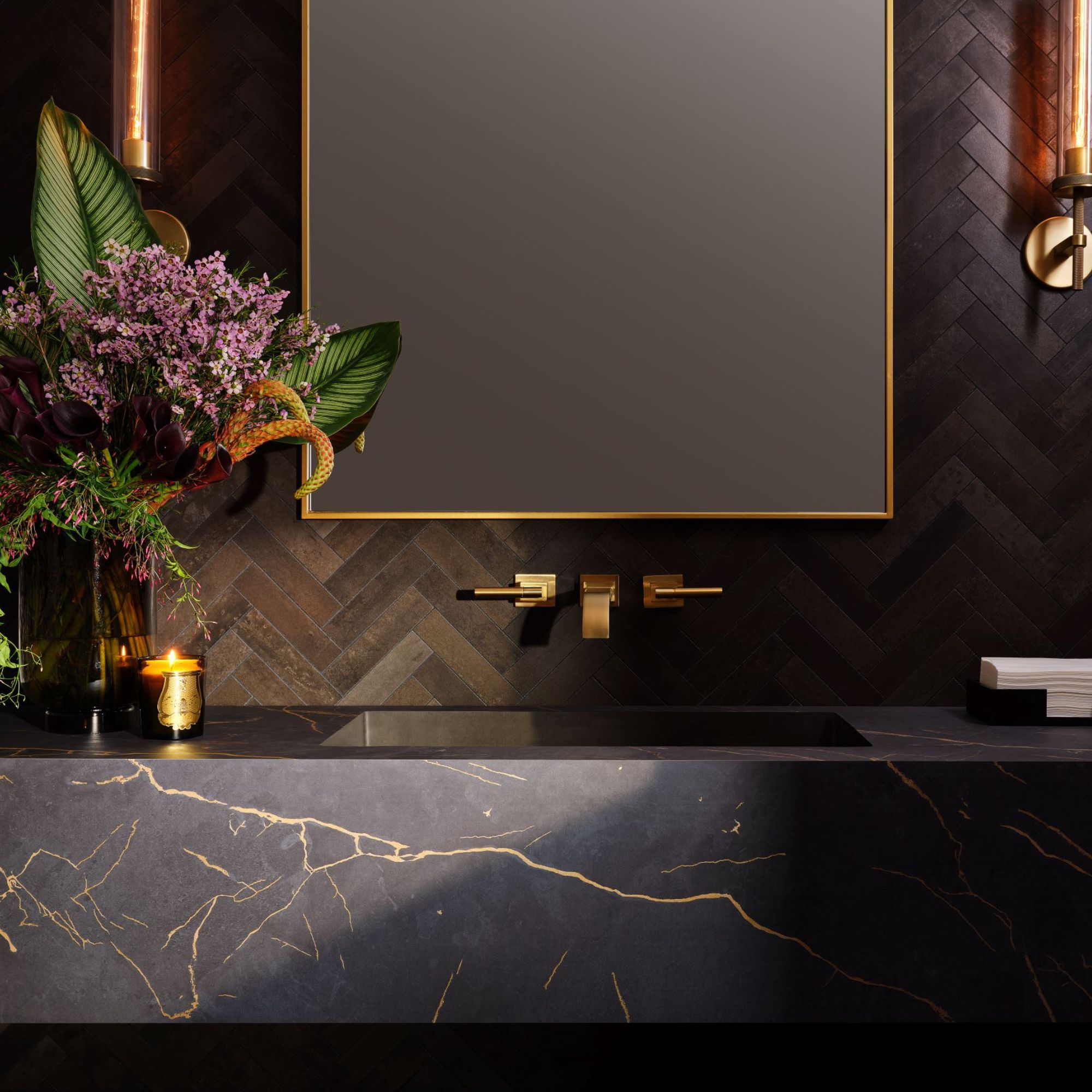 8254 Brass Veined Black Marble - InDepth Surfacing™
