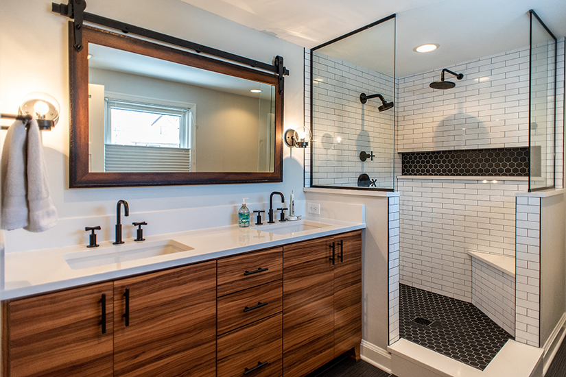 Oiled Olivewood MKE Residential Bathroom