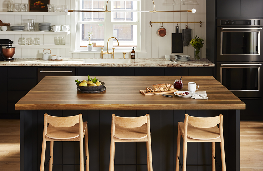 Wood top island countertop