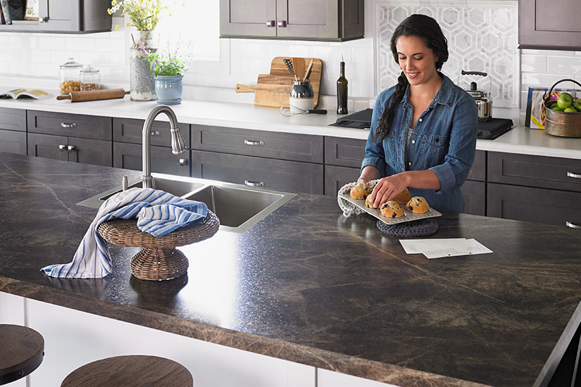 Kitchen island countertop with muffins 3462 Slate Sequoia 