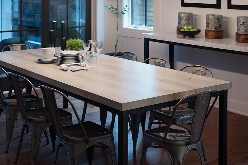 Table top with dishes 7410 White Knotty Maple 180fx
