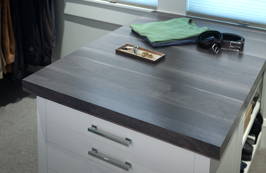 Countertop with shirts and jewlery 7411 Smoky Planked Walnut 180fx