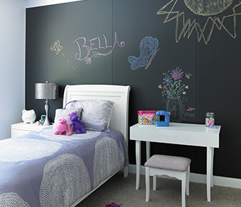 Bed and desk in childs room 3037 Black ChalkAble Writable Surfaces