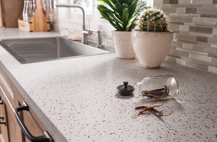 Solid Surface countertop with plants