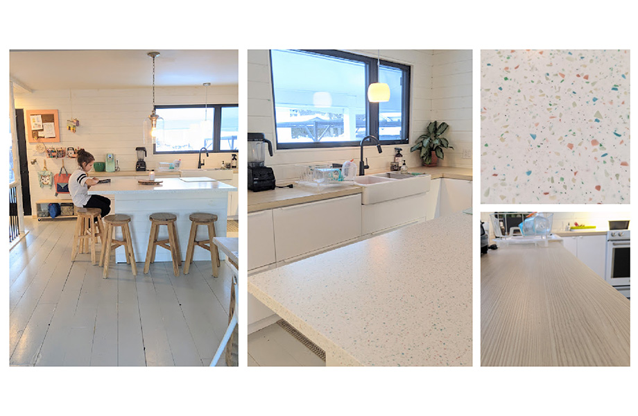 Kitchen collage with solid surface countertops