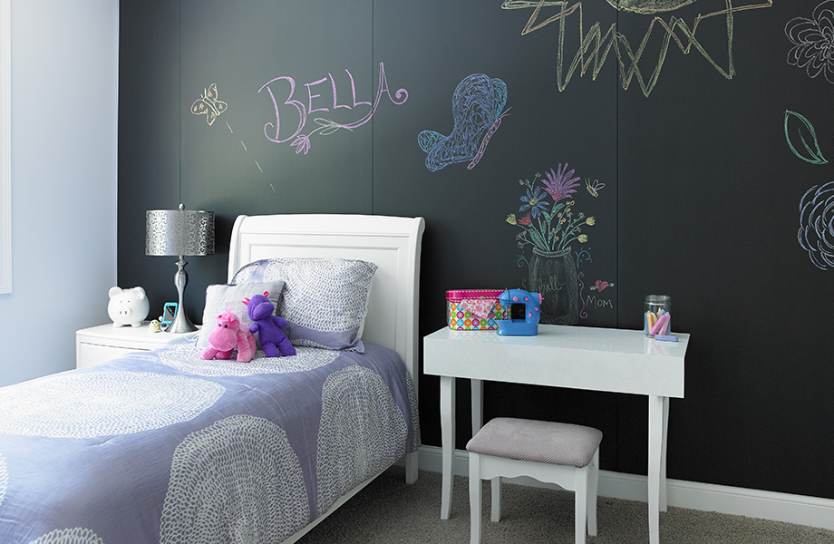 Mur de craie dans une chambre à coucher d’enfant