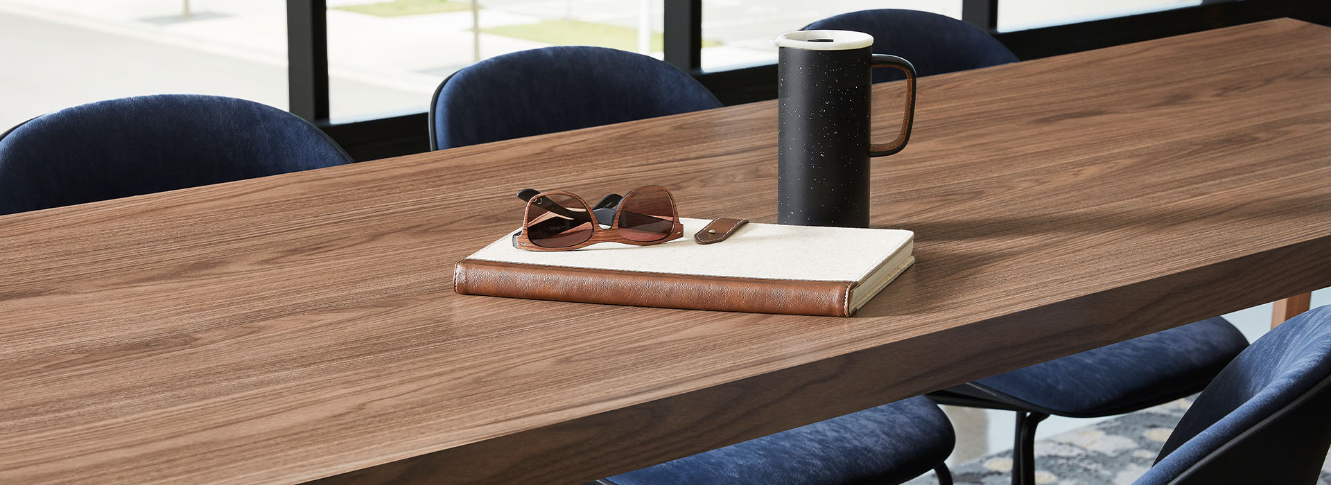 5782 NG Formal Walnut study table with notebook and coffee