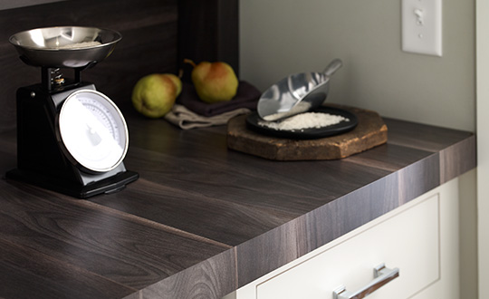 Food scale and pears on countetop 7411 Smoky Planked Walnut 180fx