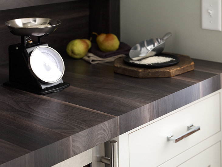 Food scale and pears on countetop 7411 Smoky Planked Walnut 180fx