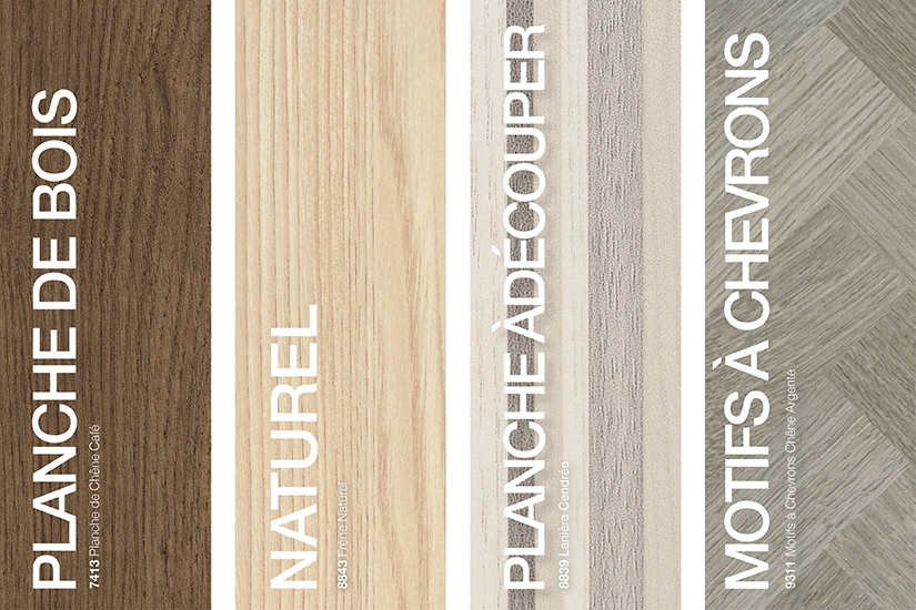 Stratifiés de marque Formica® grains de bois styles : Planches de bois, Rotatif/Naturel, Planche à découper, Motif à chevrons